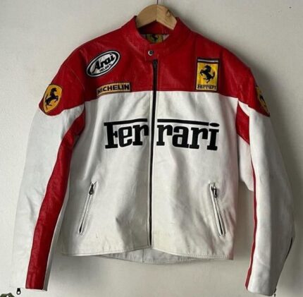 ferrari white leather jacket