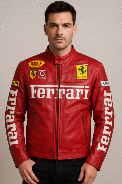 red ferrari letaher jacket