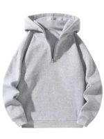 gery half zipper hoodie