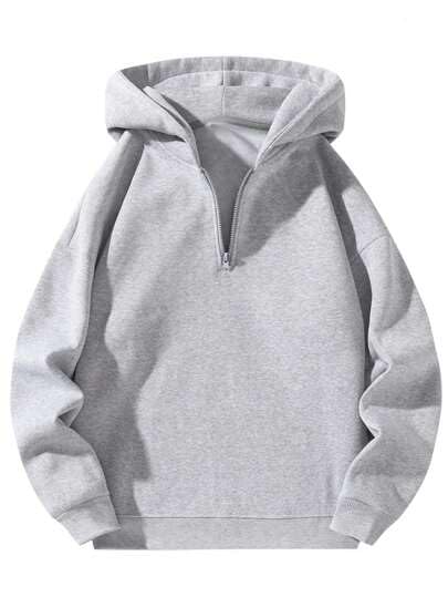 gery half zipper hoodie