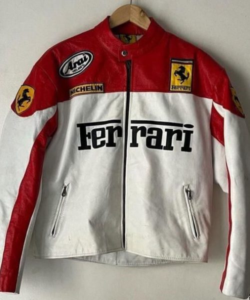 ferrari white leather jacket