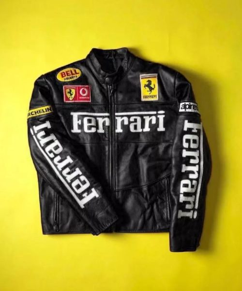 black ferrari leather jacket