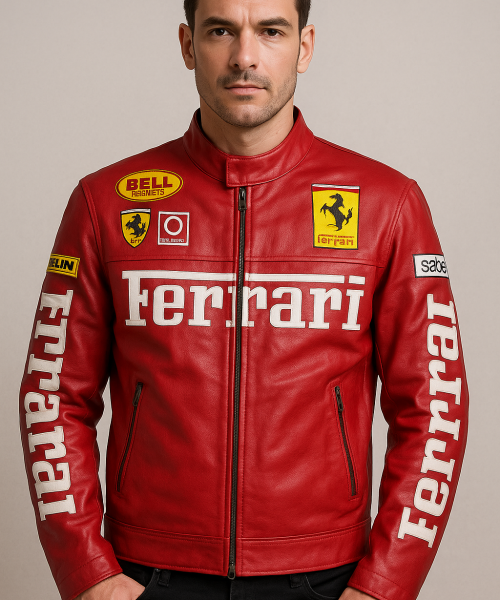 red ferrari letaher jacket