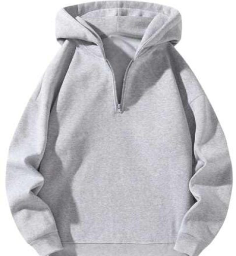 Version 1.0.0 gery half zipper hoodie